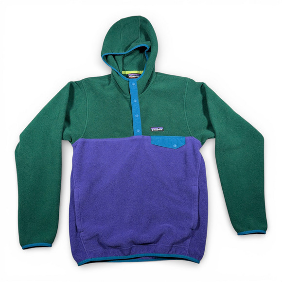 Patagonia Other - Patagonia Synchilla Sweater Mens SMALL Green Colorblock Hoodie Fleece Pullover